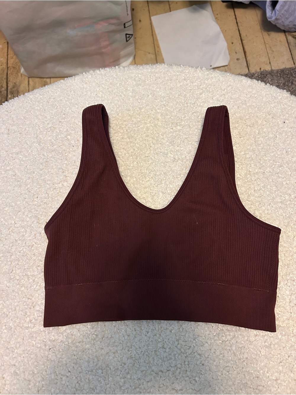 aerie Ribbed Scoop Sports Bra - Wine